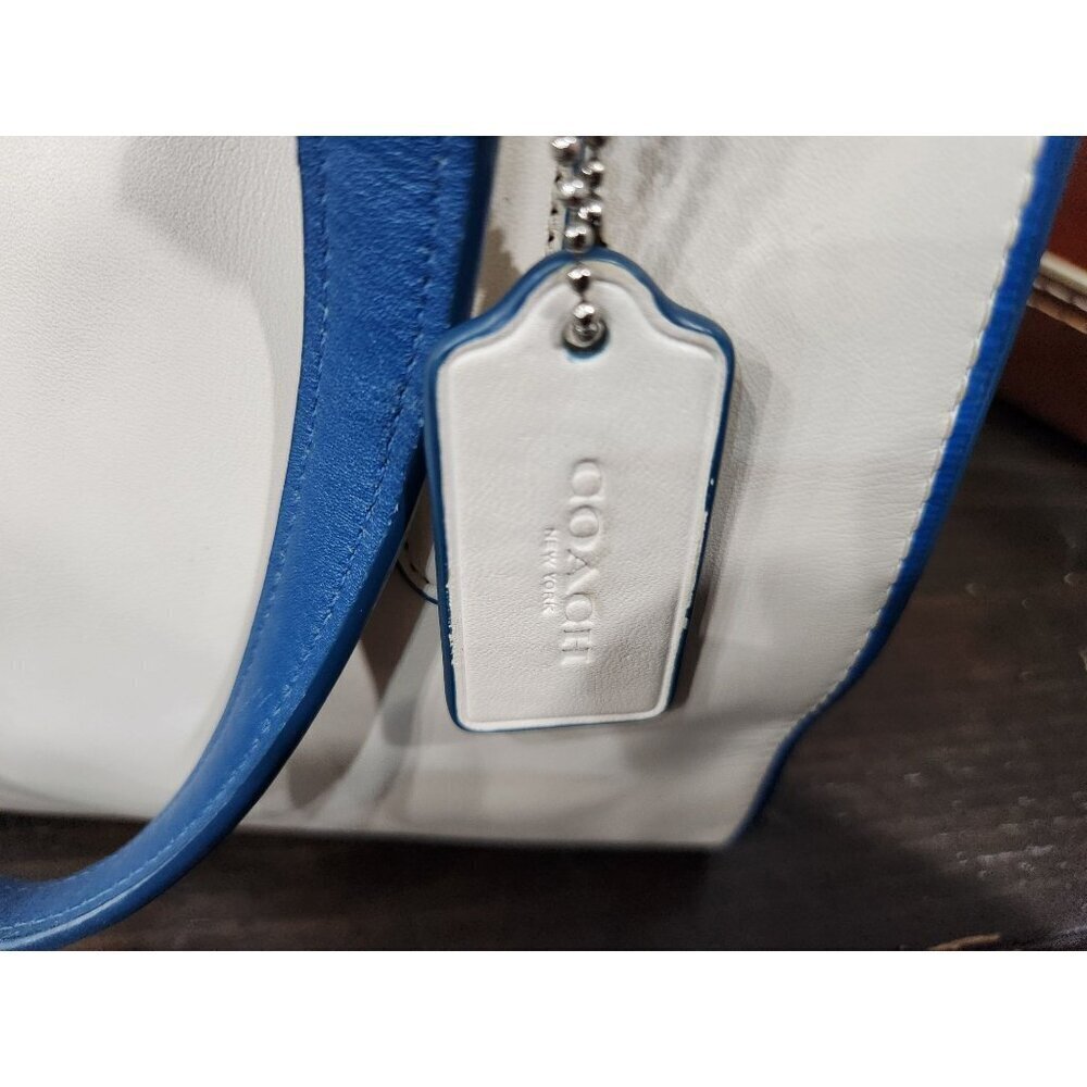 AUTHENTIC Coach Mini Crosby Colorblock Carryall in Blue and White Leather-EUC - Picture 12 of 12